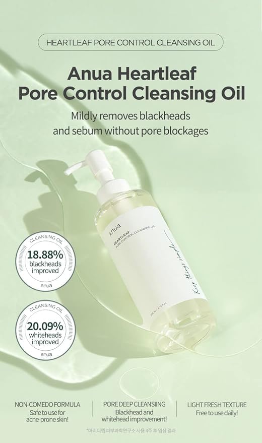 ANUA Heartleaf Pore Control Cleansing Oil, Oil Cleanser for Face, Makeup Blackhead Remover, Korean Skin Care 6.76 fl oz(200ml) (original)