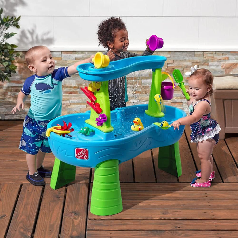 Step2 Rain Showers Splash Pond Toddler Water Table, Kids Water and Sand Activity Sensory Playset, Summer Outdoor Toys, 13 Piece Toy Accessories, For Toddles 1.5+ Years Old