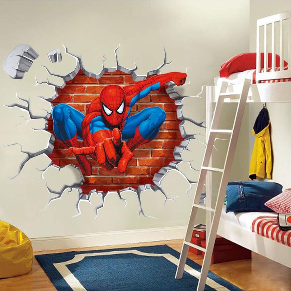 Spiderman Wall Stickers DIY Removable Spiderman Children Themed Art Boy Room Wall Sticker Bedroom Nursery Playroom Decoration Wall Stickers