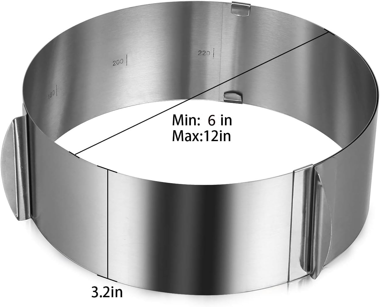 CALIFORNIA CADE ELECTRONIC Cake Mold-Cake Ring-Adjustable Round Stainless Steel 6 to 12 Inch Cake Mold - Cake Baking Supplies