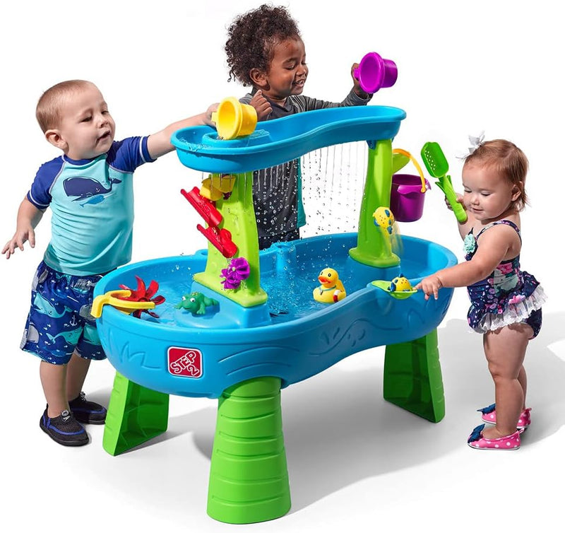 Step2 Rain Showers Splash Pond Toddler Water Table, Kids Water and Sand Activity Sensory Playset, Summer Outdoor Toys, 13 Piece Toy Accessories, For Toddles 1.5+ Years Old