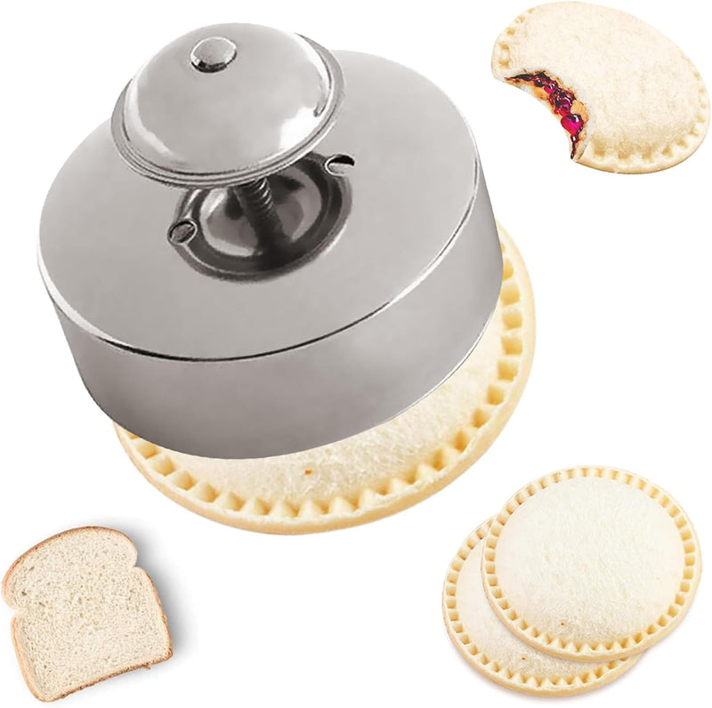 Sandwich Cutter, Sandwich Cutter and Sealer, Food-Grade 304 Stainless Steel 3.5inch Sandwich Maker,Uncrustables Peanut Butter and Jelly Sandwiches Tool/PBJ Cutter, Uncrustable Sandwich Maker for Kids