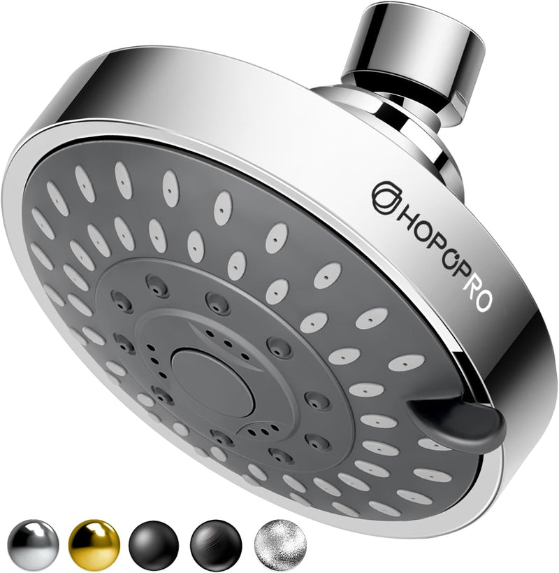 HOPOPRO 5-Mode High Pressure Shower Head - Consumer Reports, The Washington Post, NBC News, TODAY TV Show Recommended - 4.1 Inch High Flow Fixed Showerheads Bathroom Rain Showerhead for Low Pressure