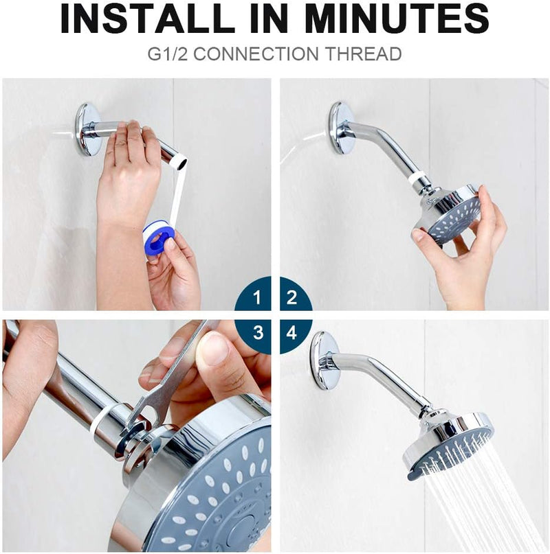 HOPOPRO 5-Mode High Pressure Shower Head - Consumer Reports, The Washington Post, NBC News, TODAY TV Show Recommended - 4.1 Inch High Flow Fixed Showerheads Bathroom Rain Showerhead for Low Pressure