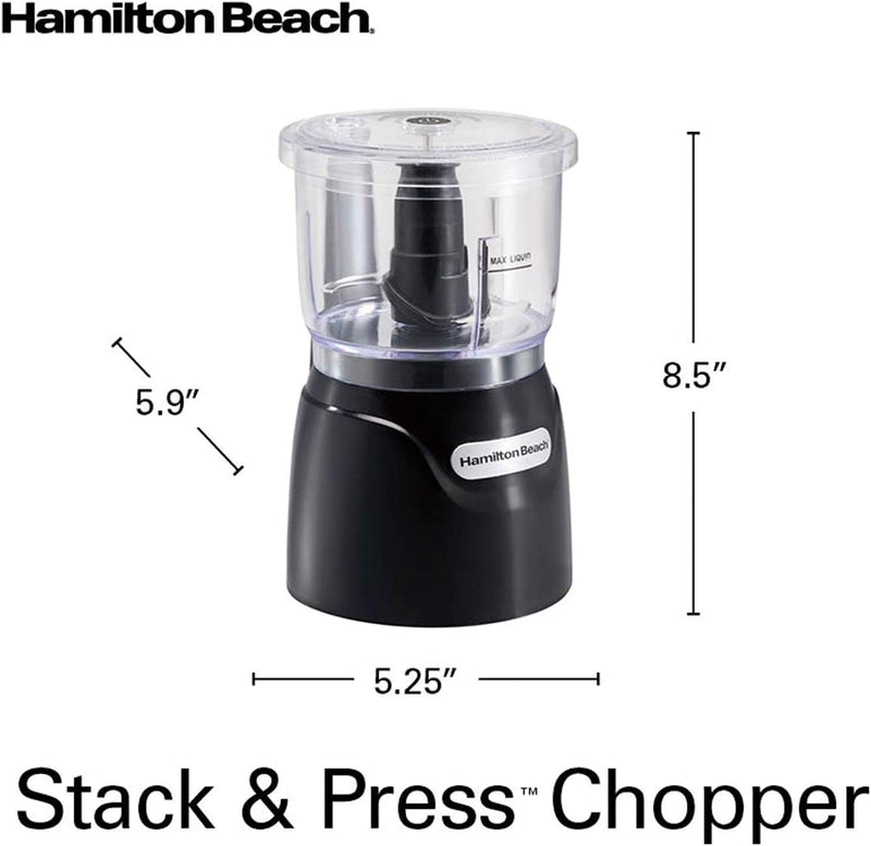 Hamilton Beach Electric Vegetable Chopper & Mini Food Processor, 3-Cup, 350 Watts, for Dicing, Mincing, and Puree, Black (72850)