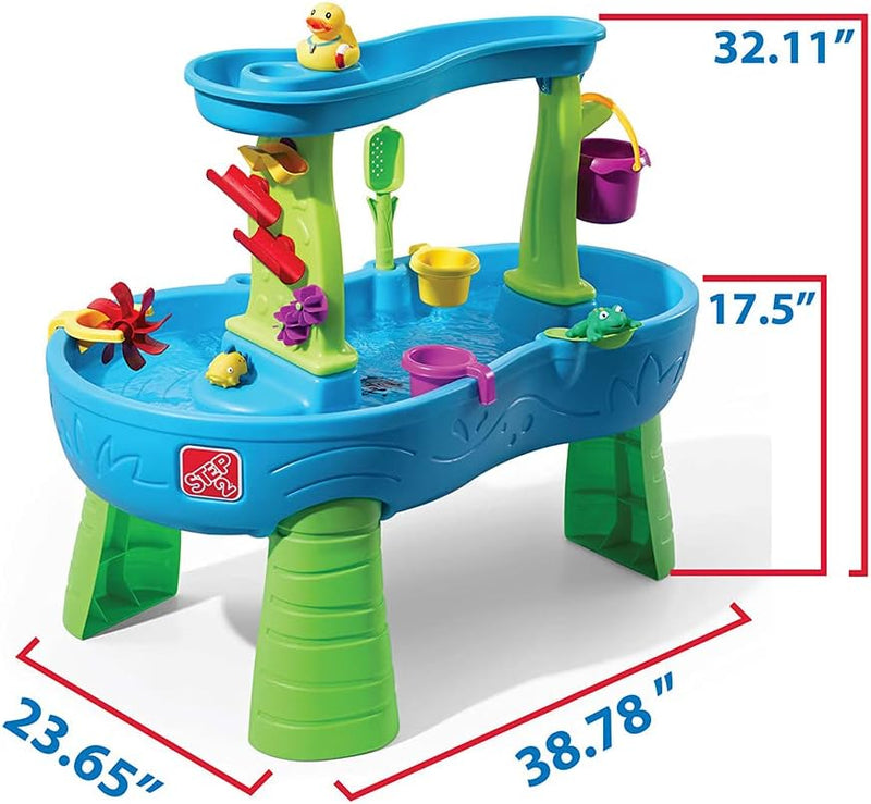 Step2 Rain Showers Splash Pond Toddler Water Table, Kids Water and Sand Activity Sensory Playset, Summer Outdoor Toys, 13 Piece Toy Accessories, For Toddles 1.5+ Years Old