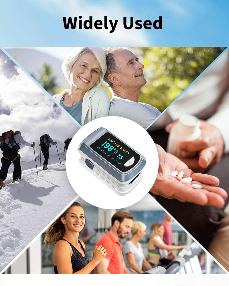 Fingertip Pulse Oximeter Blood Oxygen Saturation Monitor Pulse Ox, Heart Rate and Fast Spo2 Reading Oxygen Meter with OLED Screen Included Lanyard and 2 X AAA Batteries