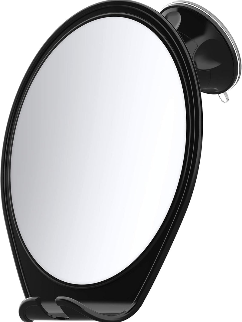 HONEYBULL Shower Mirror Fogless for Shaving - with Suction, Razor Holder for Shower & Swivel, Small Mirror, Shower Accessories, Bathroom Mirror, Bathroom Accessories, Holds Razors (Black)