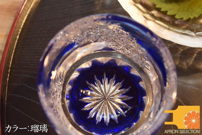 Cut Glass 江戸切子 Edo Kiriko, Japanese Traditional Craft in Gift Box 光る宙 Milky Way (Green)