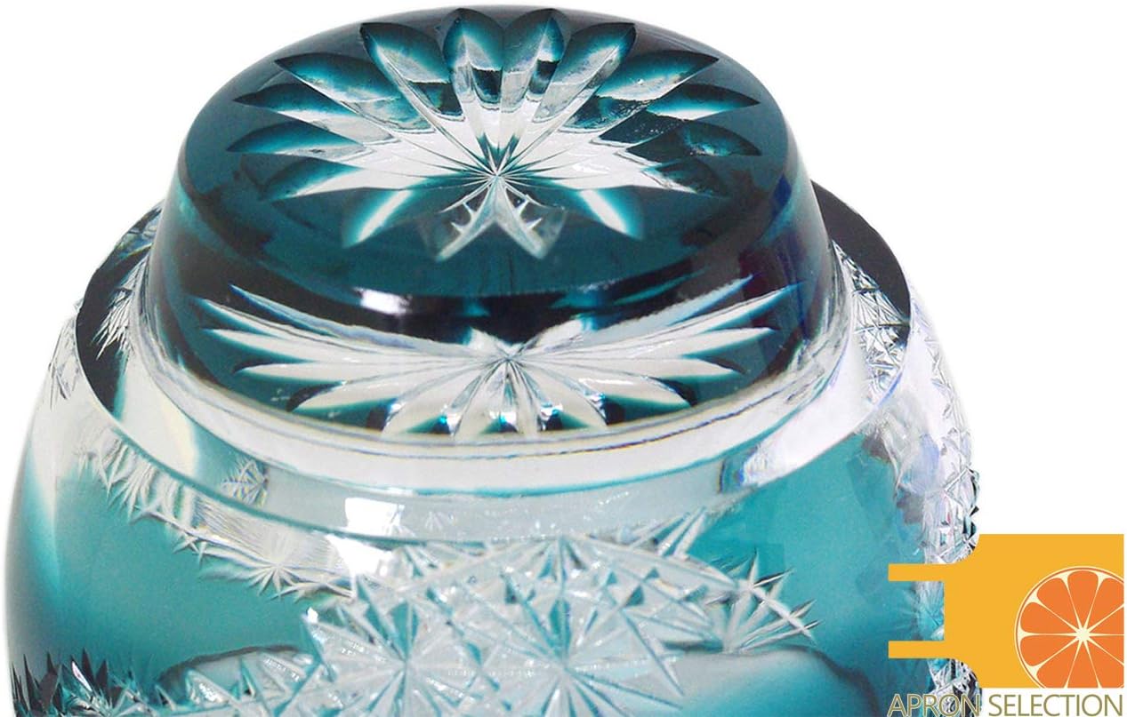 Cut Glass 江戸切子 Edo Kiriko, Japanese Traditional Craft in Gift Box 光る宙 Milky Way (Green)