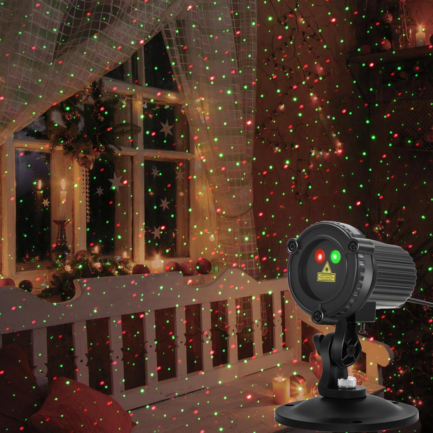 Christmas Laser Lights Outdoor,Red and Green Moving Outdoor Laser Light, Waterproof Garden House Decoration Laser Christmas Lights