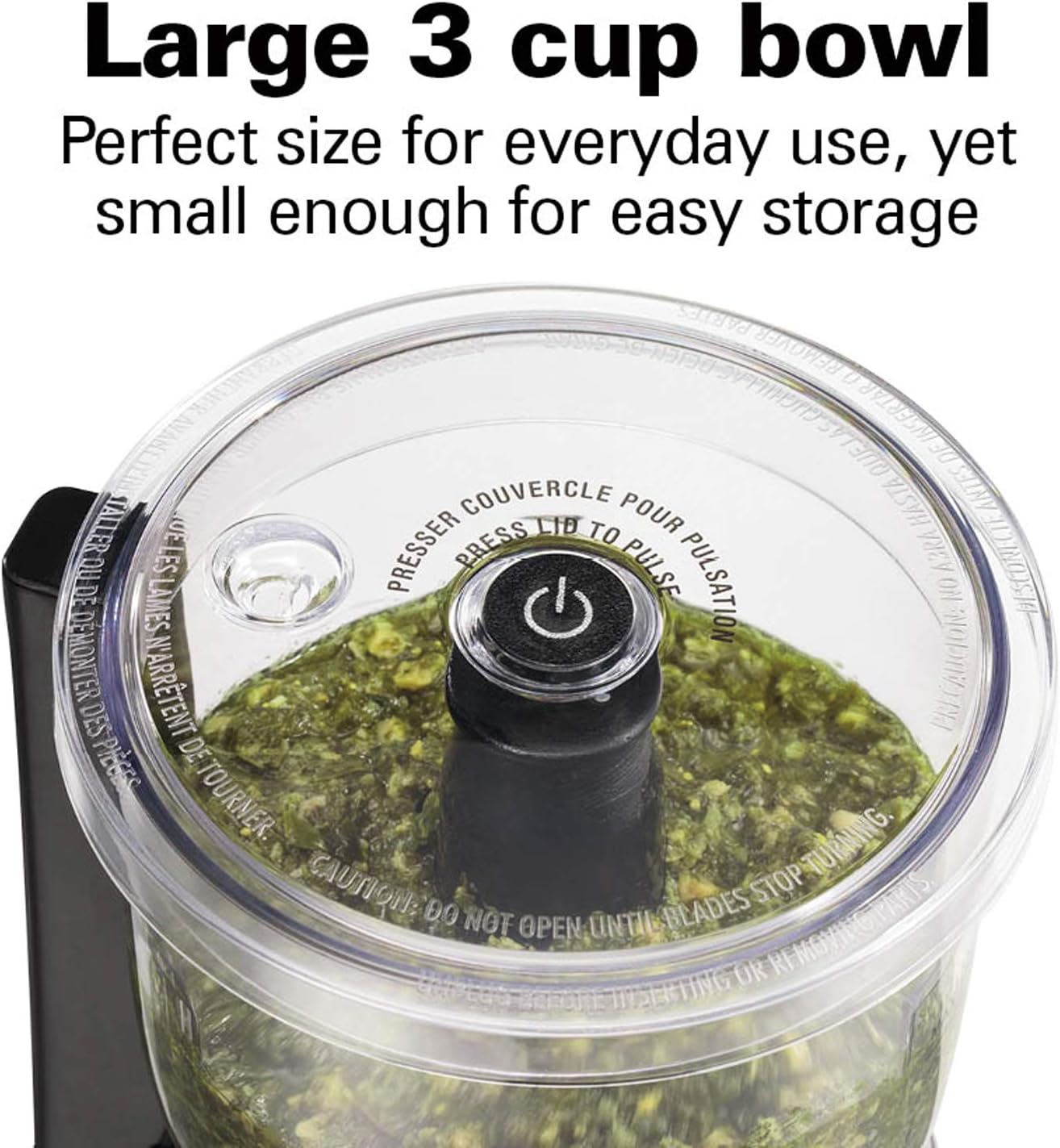 Hamilton Beach Electric Vegetable Chopper & Mini Food Processor, 3-Cup, 350 Watts, for Dicing, Mincing, and Puree, Black (72850)