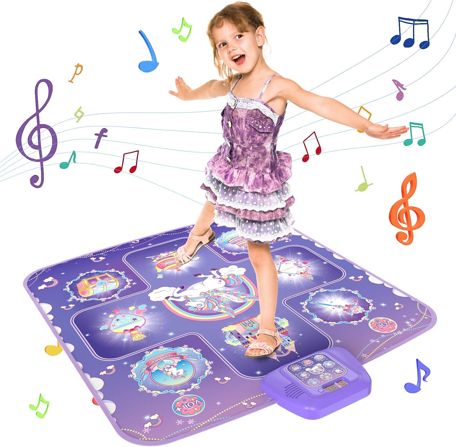 GirlsHome Dance Mat - Frozen Toys for Girls Electronic Dance Pad with 5 Game Modes, Built-in Music, Touch Sensitive Light Up LED Kids Musical Mat, Christmas & Birthday Gift for Girls 3-12