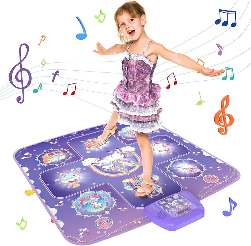 GirlsHome Dance Mat - Frozen Toys for Girls Electronic Dance Pad with 5 Game Modes, Built-in Music, Touch Sensitive Light Up LED Kids Musical Mat, Christmas & Birthday Gift for Girls 3-12