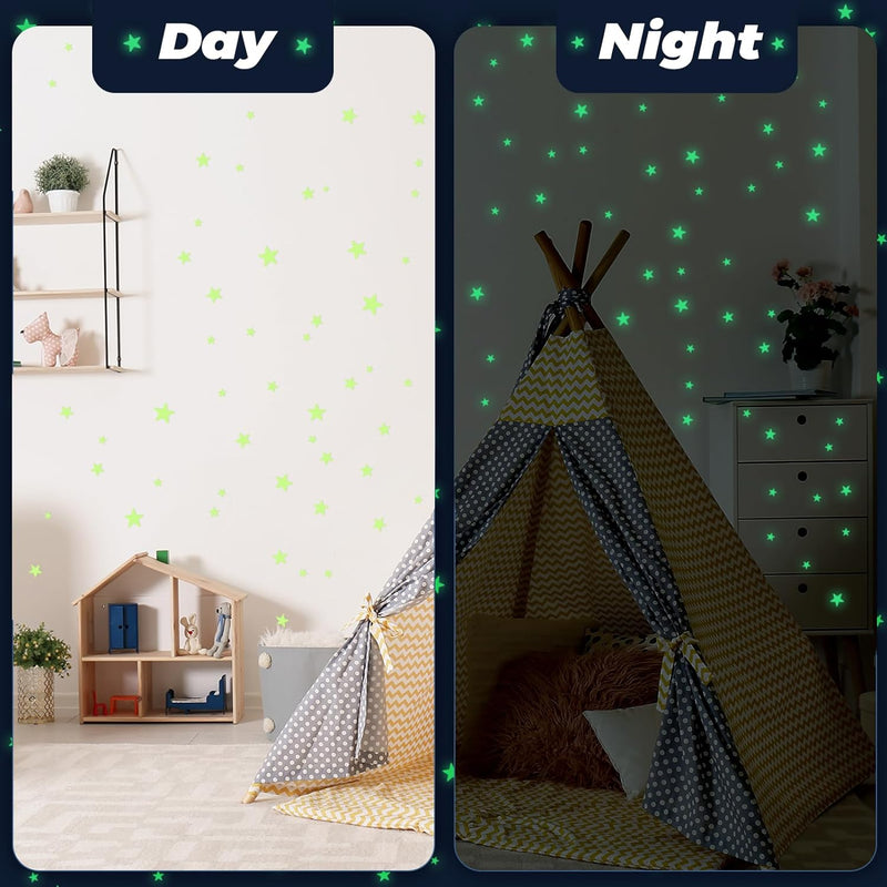 Glow in The Dark Stars Stickers for Ceiling, 514Pcs 3D Room Wall Decor Ceiling Stars Glow in The Dark Star Stickers Glow in The Dark Wall Decals for Kids Bedding Room or Party Birthday Gift