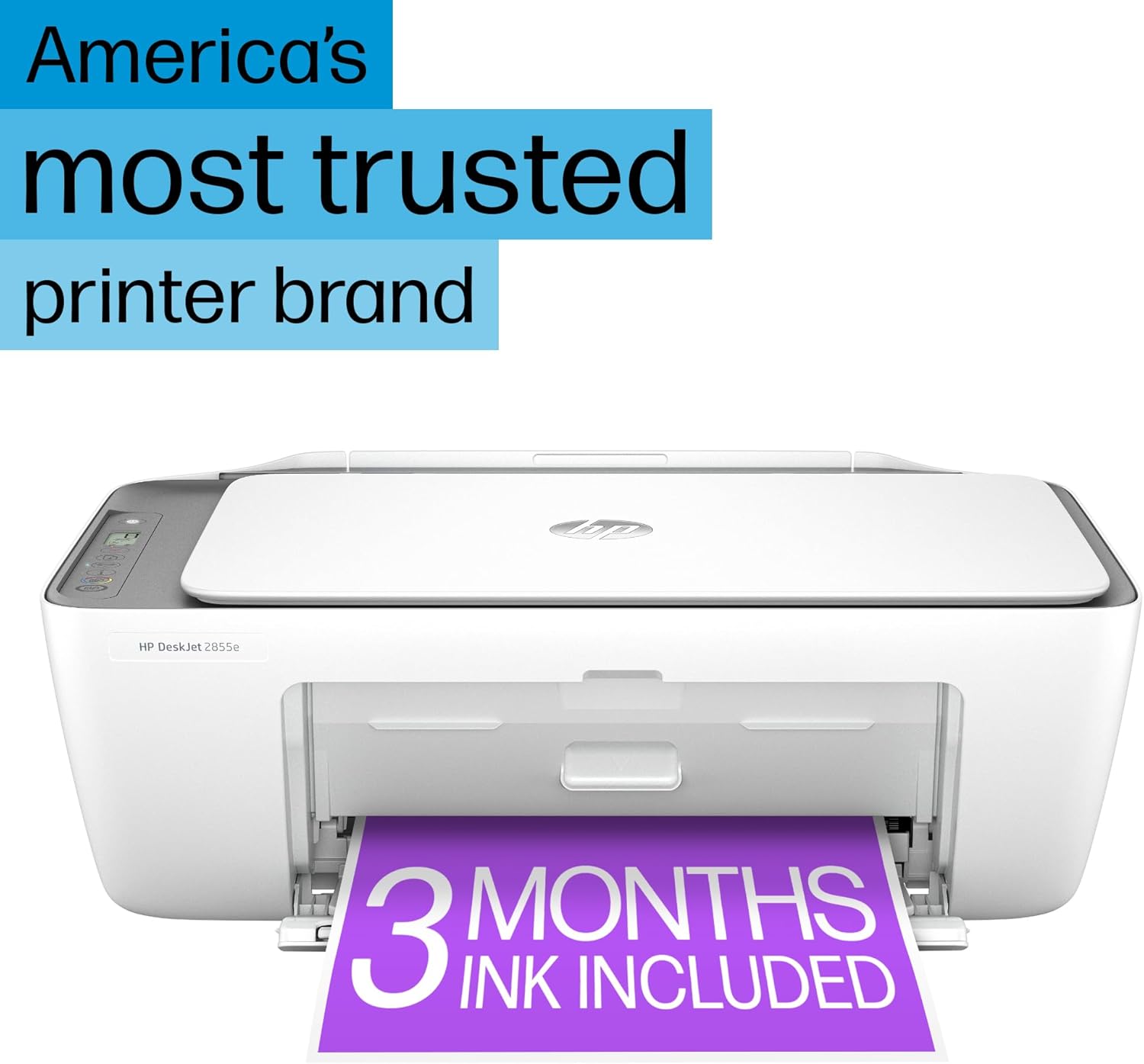 HP DeskJet 2855e Wireless All-in-One Color Inkjet Printer, Scanner, Copier, Best-for-home, 3 months of ink included (588S5A)