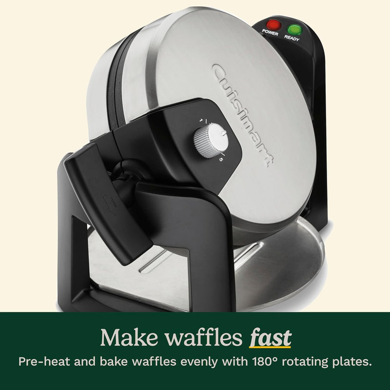 Cuisinart WAF-F30 Round Flip Belgian Waffle Maker, Black/Silver, 1 inch thick