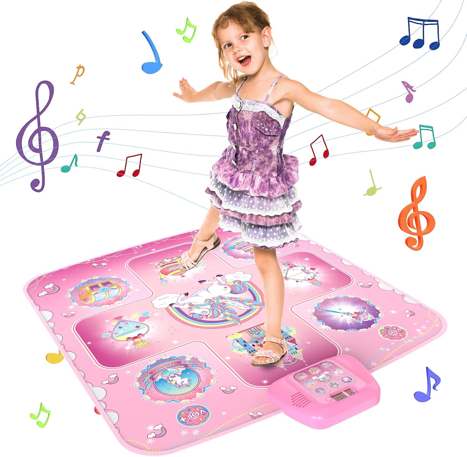 GirlsHome Dance Mat - Frozen Toys for Girls Electronic Dance Pad with 5 Game Modes, Built-in Music, Touch Sensitive Light Up LED Kids Musical Mat, Christmas & Birthday Gift for Girls 3-12