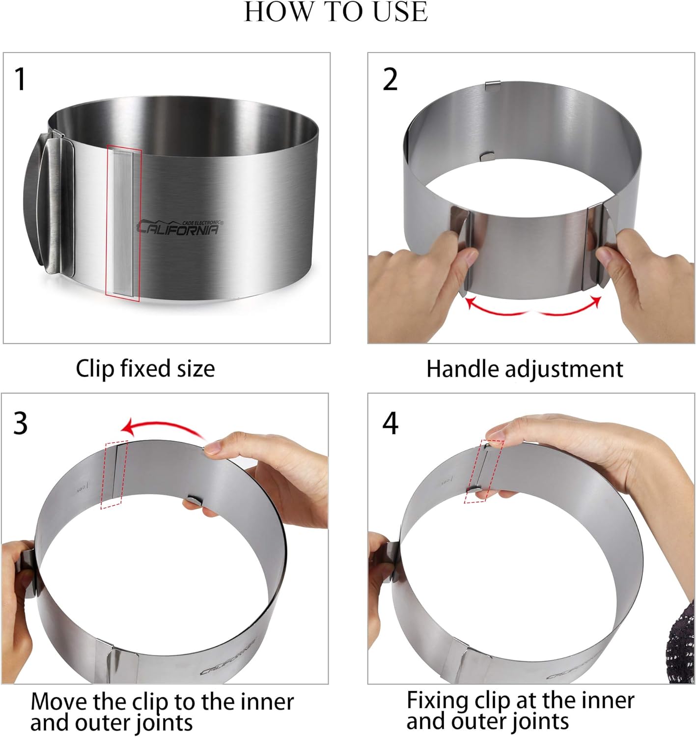 CALIFORNIA CADE ELECTRONIC Cake Mold-Cake Ring-Adjustable Round Stainless Steel 6 to 12 Inch Cake Mold - Cake Baking Supplies