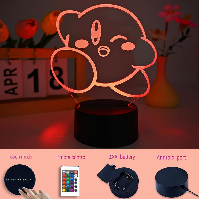 Kirby Light Anime lamp 3D Night Lights Cute Cartoon Games Anime Action Dolls Home Decor Lights Kids Birthday Gifts Kirby Figma Christmas Gifts