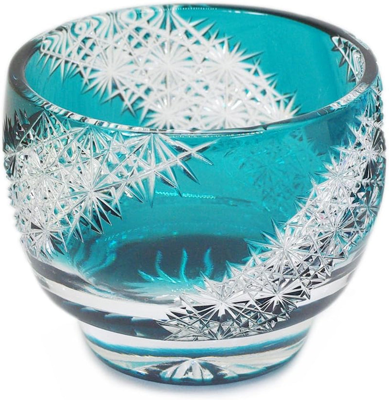 Cut Glass 江戸切子 Edo Kiriko, Japanese Traditional Craft in Gift Box 光る宙 Milky Way (Green)