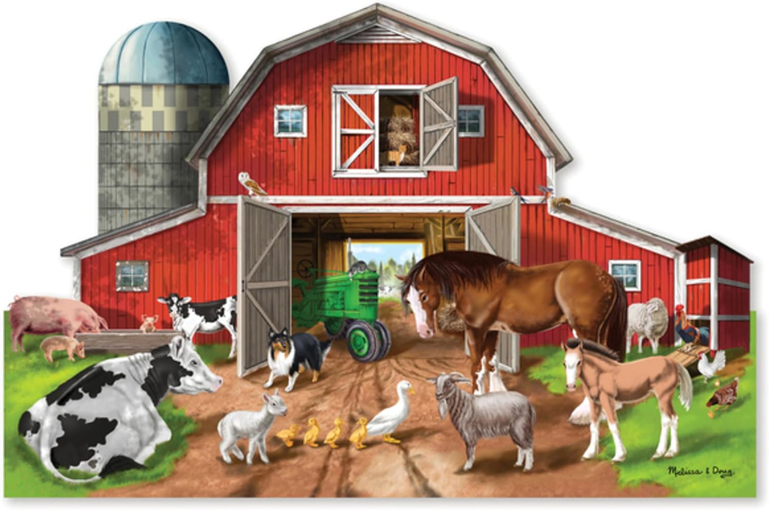 Melissa & Doug Busy Barn Shaped Jumbo Jigsaw Floor Puzzle (32 pcs, 2 x 3 feet) - FSC Certified