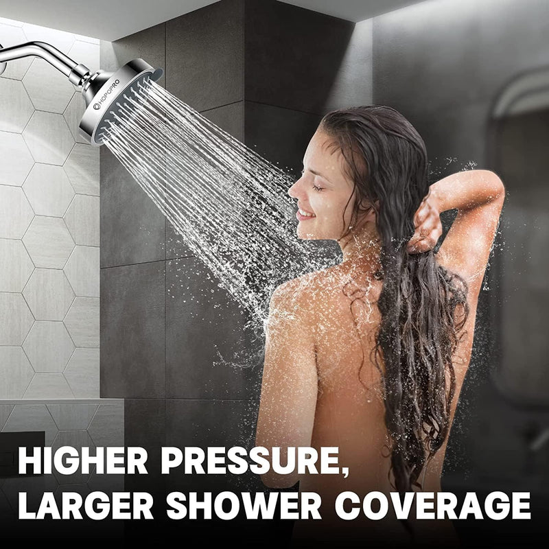 HOPOPRO 5-Mode High Pressure Shower Head - Consumer Reports, The Washington Post, NBC News, TODAY TV Show Recommended - 4.1 Inch High Flow Fixed Showerheads Bathroom Rain Showerhead for Low Pressure