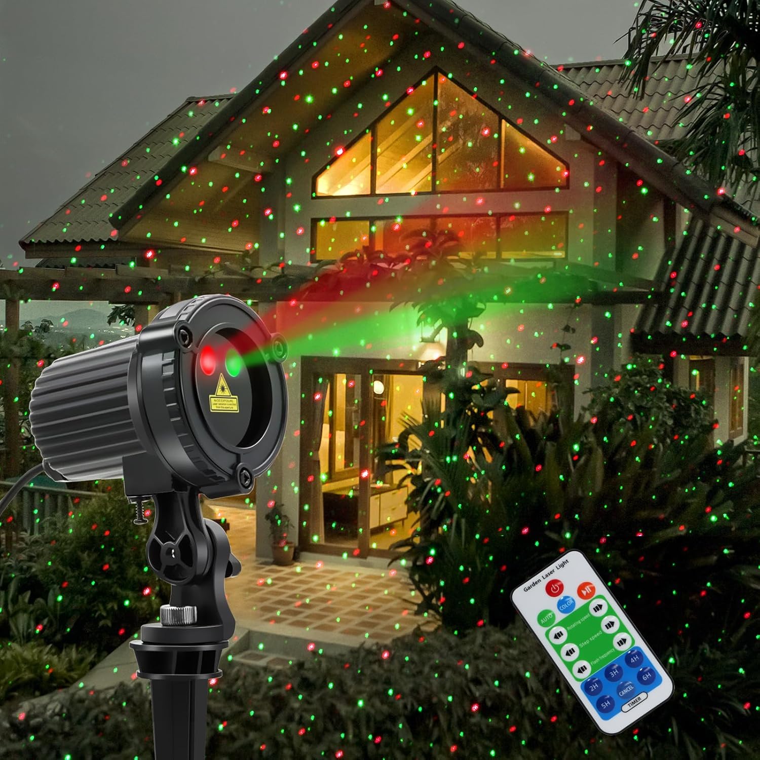 Christmas Laser Lights Outdoor,Red and Green Moving Outdoor Laser Light, Waterproof Garden House Decoration Laser Christmas Lights