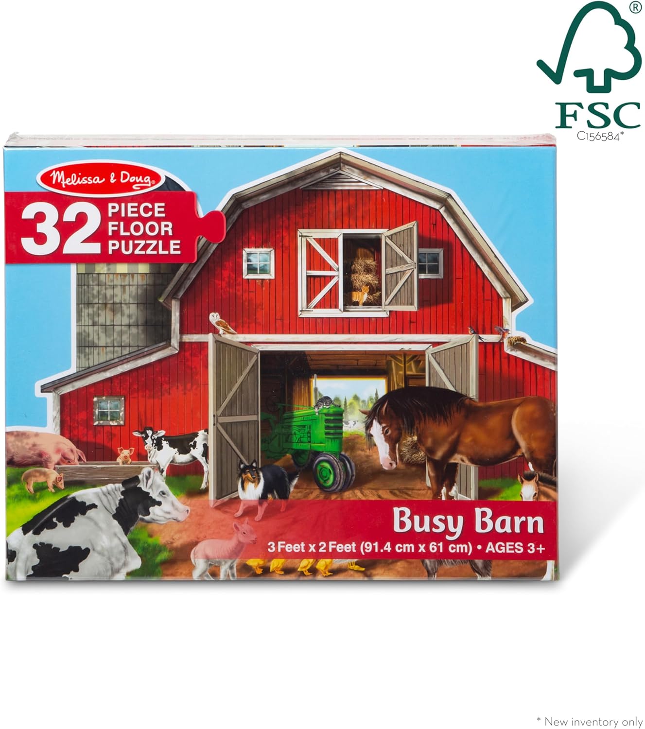 Melissa & Doug Busy Barn Shaped Jumbo Jigsaw Floor Puzzle (32 pcs, 2 x 3 feet) - FSC Certified