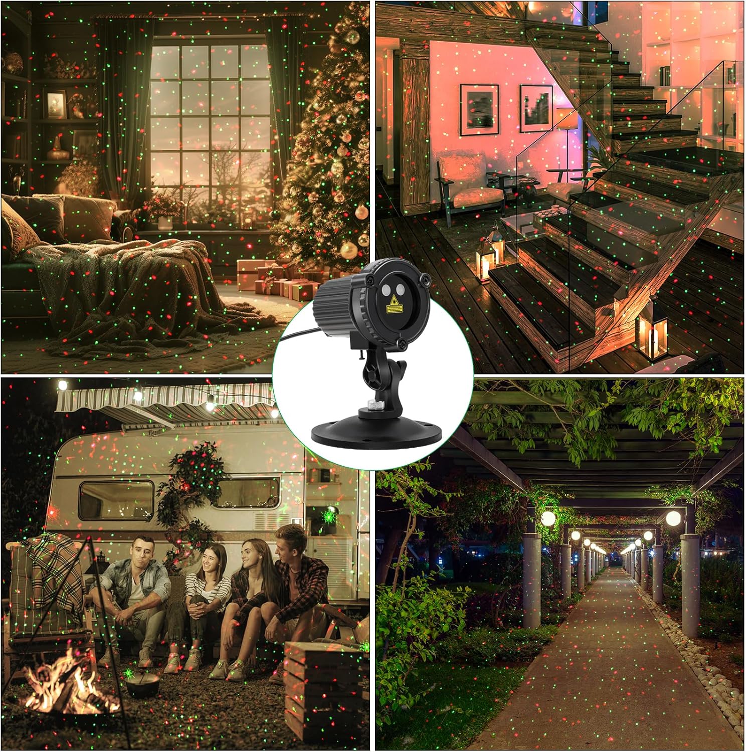 Christmas Laser Lights Outdoor,Red and Green Moving Outdoor Laser Light, Waterproof Garden House Decoration Laser Christmas Lights