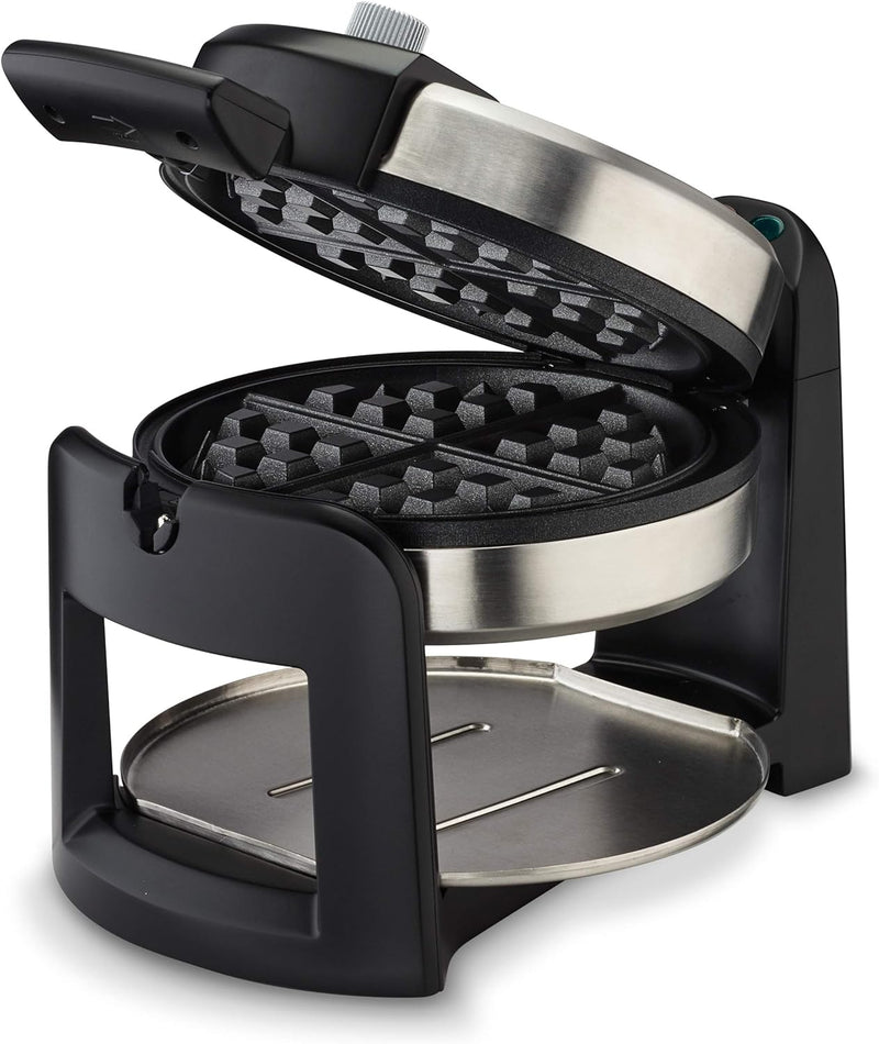 Cuisinart WAF-F30 Round Flip Belgian Waffle Maker, Black/Silver, 1 inch thick